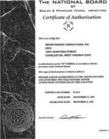 Our Shop is an ASME Certified R Stampholder, Which Allows M.F.I. the Authority to Repair and Make Alterations